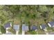 Aerial view of backyards and homes with green trees and fences at 1540 Coatsworth Ln, Rock Hill, SC 29732
