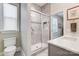 Modern bathroom with a toilet and shower at 17315 Langston Dr, Charlotte, NC 28278