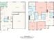 Colorful floor plan showcasing layout of rooms, dimensions, and layout on two floors at 17413 Caddy Ct, Charlotte, NC 28278
