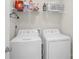 Well-equipped laundry area with a modern washer and dryer, shelving, and storage for supplies at 3119 Auten Ave, Charlotte, NC 28269
