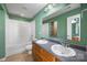 Bathroom with double sinks, bath, and tile flooring at 4219 Shasta Cir, Clover, SC 29710