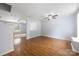 Bright, open living space featuring wood flooring, ceiling fan, and a neutral color palette at 4219 Shasta Cir, Clover, SC 29710