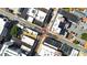 Overhead shot of downtown streets and buildings with parked cars in a small town at 74 Snyder Ne Ct, Concord, NC 28025