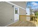 An exterior door with a window opens onto the wooden deck on this home's exterior at 74 Snyder Ne Ct, Concord, NC 28025