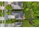 Drone shot of a manicured lawn with a fenced-in backyard and mature trees offering shade and privacy at 10423 Drake Hill Dr, Huntersville, NC 28078