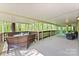 Expansive covered deck with outdoor seating, offering a peaceful view of the lush backyard at 109 Wren Ln, Mooresville, NC 28117