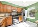 Modern kitchen features stainless steel appliances, granite countertops and ample cabinet space at 158 Water Oak Dr, Pineville, NC 28134
