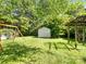 Lush backyard with a playground and storage shed, offering ample space for outdoor activities and storage at 1927 S Wendover Rd, Charlotte, NC 28211