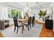 A dining room with hardwood floors, coffered ceilings, a bright window, and a chandelier at 1927 S Wendover Rd, Charlotte, NC 28211