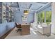 Stylish office with custom built-ins, coffered ceiling, and ample natural light at 1976 Ferncliff Rd, Charlotte, NC 28211