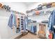 Well-organized walk-in closet with shelving, hanging rods, and hardwood flooring at 3012 Laney Pond Rd, Matthews, NC 28104