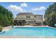 Backyard with a refreshing in-ground pool, patio seating, and outdoor dining area at 3131 Arborhill Rd, Charlotte, NC 28270