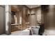 Spa-like bathroom featuring marble floors, custom vanities, modern soaker tub, and glass enclosed shower at 3630 Foxcroft Rd, Charlotte, NC 28211