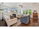 Cozy living room with a fireplace, a ceiling fan and built-in shelves for decor and storage at 4012 Spring Cove Way, Belmont, NC 28012
