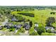 A beautiful aerial view shows a home with a pool near green fields and blue skies at 4705 Granite Ct, Indian Trail, NC 28079