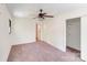 A clean bedroom featuring neutral walls, closet, carpet, and ceiling fan for comfort at 4915 Huntington Farm Rd, Catawba, SC 29704