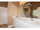 This neutral-toned bathroom offers a double vanity, large mirror, and access to the shower and tub at 503 Kinsey Creek Ct, Rock Hill, SC 29730