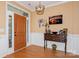 Entryway with hardwood floors, decorative table, and a stylish chandelier at 503 Kinsey Creek Ct, Rock Hill, SC 29730