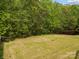 Green backyard with grass and surrounding woods at 8453 Mossy Cup Trl, Harrisburg, NC 28075