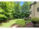 Lush backyard features an outdoor kitchen and patio, perfect for relaxing and entertaining at 914 Elizabeth Ln, Matthews, NC 28105