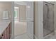 Bathroom view showcasing the tiled shower through the open door at 914 Elizabeth Ln, Matthews, NC 28105