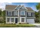 Traditional two-story home boasting a covered porch, gray siding, and a two-car garage at 13304 Chopin Ridge Dr, Huntersville, NC 28078