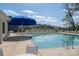 Large community pool with seating, umbrellas, and shade for relaxing and enjoying the outdoors at 1347 Mifflin Ln, Dallas, NC 28034