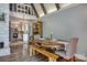 Dining room with wood table, bench seating, and view to kitchen at 1680 Ne 17Th Avenue Ct, Hickory, NC 28601