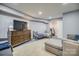 Basement with large TV, day bed and sofa at 1680 Ne 17Th Avenue Ct, Hickory, NC 28601