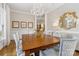 Elegant dining room featuring a chandelier, portraits, and a mirror at 1921 Brandon Cir, Charlotte, NC 28211