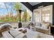Cozy covered porch with comfortable seating and outdoor heater at 1921 Brandon Cir, Charlotte, NC 28211