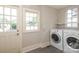 Laundry room with two windows providing natural light and a door leading to the outside at 2015 Dilworth E Rd, Charlotte, NC 28203