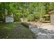 Lush backyard featuring a garden bed, shed, and space for outdoor activities and relaxation at 308 Greenwood Pl, Belmont, NC 28012