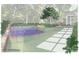 Rendering of backyard pool featuring water fountains and professionally landscaped outdoor area with brick retaining wall at 3301 Mcpherson St, Waxhaw, NC 28173