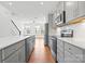 Modern kitchen featuring gray cabinets, stainless steel appliances, and white countertops at 5005 Sovereignty Ct, Charlotte, NC 28205