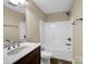 Full bathroom with vanity, toilet and tub shower combo at 575 Hill Rd, Lincolnton, NC 28092