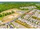 Aerial view of baseball fields with parking and neighborhood with street view at 609 Kahana River Rd at 609 Kahana River Rd, Fort Mill, SC 29715