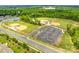Aerial view of athletic park showing baseball fields, parking lot, and green space at 609 Kahana River Rd, Fort Mill, SC 29715