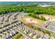 Aerial view of baseball fields, pool, parking and neighborhood with street view at 609 Kahana River Rd at 609 Kahana River Rd, Fort Mill, SC 29715