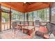 Enjoy the outdoors on this screened-in porch with a wood ceiling at 8013 Sheckler Ln, Matthews, NC 28104