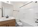 Well-lit bathroom with a modern vanity, a large mirror, and a combined tub and shower at Tbd Boomer Ct # 13, Statesville, NC 28677