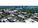 Overhead view of townhouses amid green trees with buildings in the background, situated in an urban area at 1416 S Church St, Charlotte, NC 28203