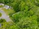 Aerial shot of a house in a lush, wooded neighborhood near a quiet street at 2646 Jacobs Rd, Gastonia, NC 28054