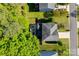 Aerial view of a home, showing the backyard patio, fenced yard, roof, and surrounding neighborhood at 3040 Sunshower Hts, York, SC 29745