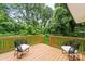 Back deck with seating and a view of the green backyard at 3423 Archer Ave, Charlotte, NC 28217