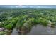 Beautiful aerial view of a lakeside home with private dock nestled among lush greenery at 6265 Riviera Run Estates Dr, Hickory, NC 28601