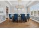 Dining room featuring hardwood floors, modern chandelier, and bright natural light at 811 Penny Royal Ave, Fort Mill, SC 29715