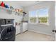 Well-organized laundry room with a modern washer, ample shelving, and a sink area for added convenience at 811 Penny Royal Ave, Fort Mill, SC 29715