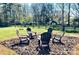 Spacious backyard features a seating area, a wooden fence, and lots of space for outdoor activities at 9404 Robert Burns Ct, Charlotte, NC 28213