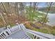 Outdoor staircase and lakeside area with a dock overlooking the lake at 272 Harbor Ridge Dr, Statesville, NC 28677